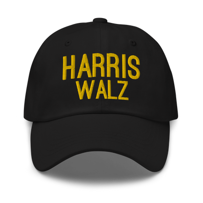 Harris Walz Black & Gold Dad Hat