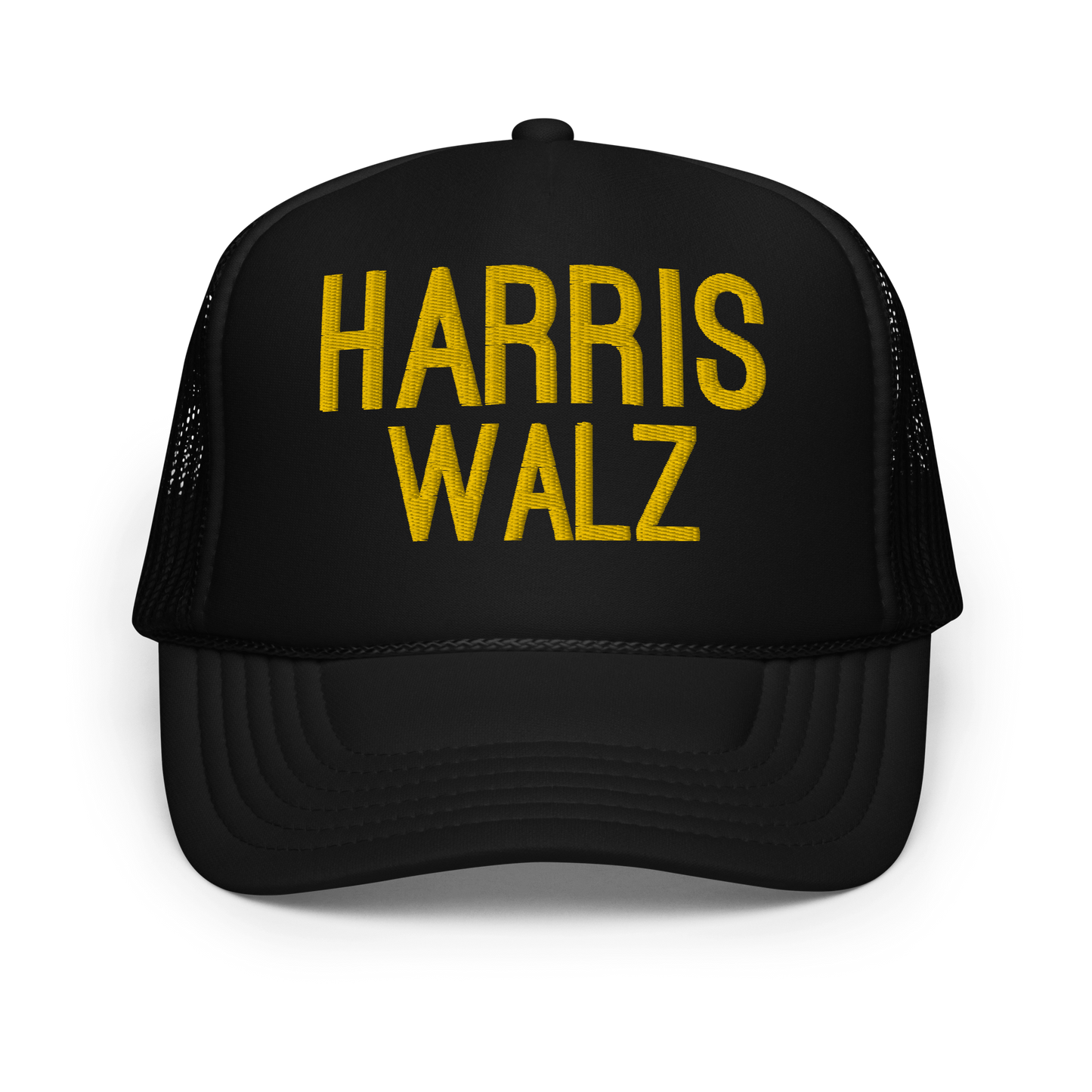 Harris Walz Black & Gold Trucker Hat