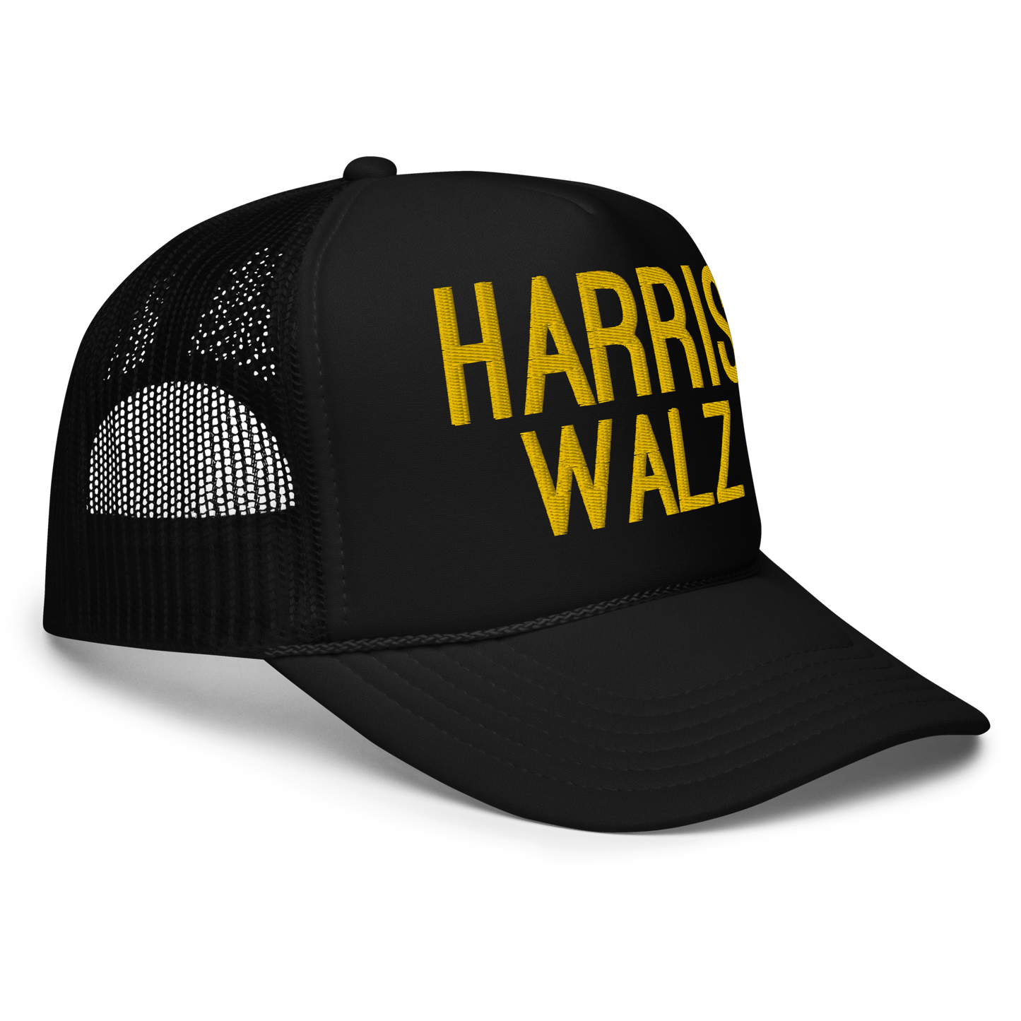 Harris Walz Black & Gold Trucker Hat