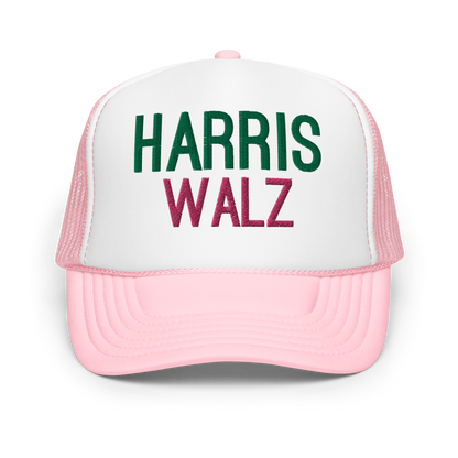 Harris Walz Pink & Green Trucker Hat