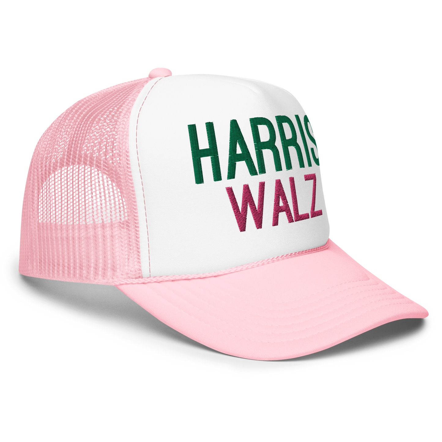 Harris Walz Pink & Green Trucker Hat