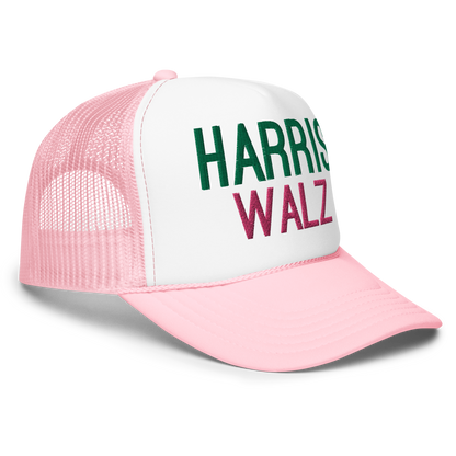 Harris Walz Pink & Green Trucker Hat